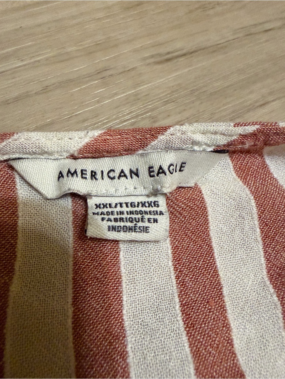 American Eagle Outfitters Striped Wrap Top in Dusty Rose and White - Picture 3 of 4